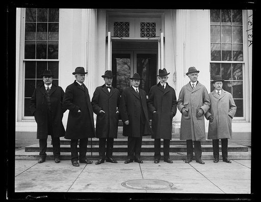 Group outside White House; Henry Cabot Lodge, 3rd from right. Washington, D.C.