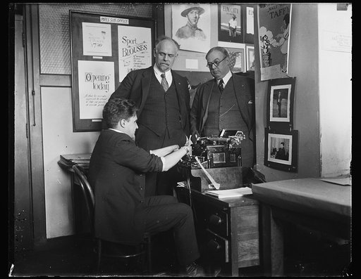 Man without hands operating typing? machine