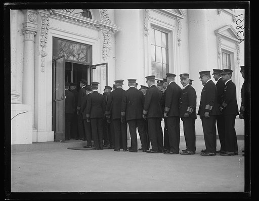 Line of Military Officers at door of White House, Washington, D.C.