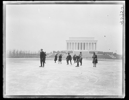 Ice skating at Lincoln Memorial, Washington, D.C.