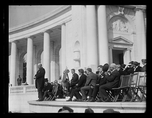 Edwin Denby speaking at ceremony, Arlington National Ceremony, Arlington, Virginia