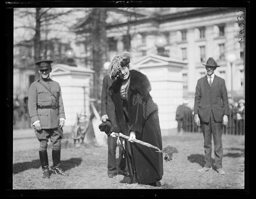 Woman with shovel at White House? Washington, D.C.