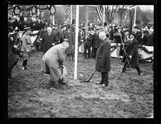 Ceremony; group includes John W. Weeks and Warren Harding. Washington, D.C.