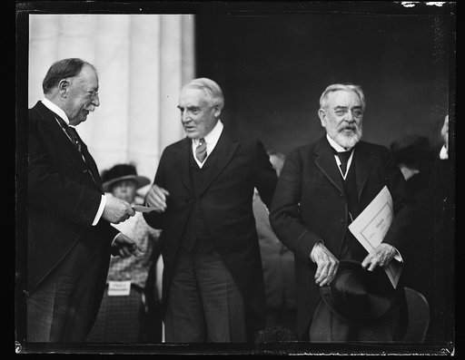 William H. Taft, left; Warren Harding, center
