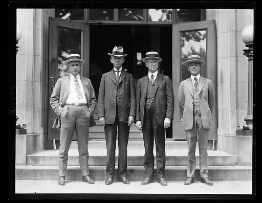 Coal operators in conference with Hoover. L. to r.: S.L. Yerkes, Frank Nelson, Erskine Ramsay and J.A. Norman