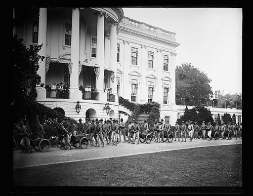 Military group parading at White House, Washington, D.C.