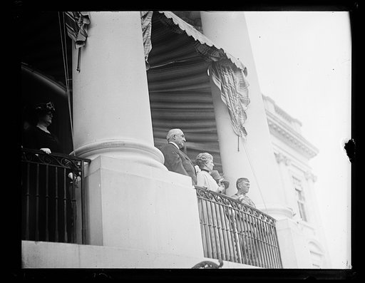 President and Mrs. Harding on White House porch, Washington, D.C.
