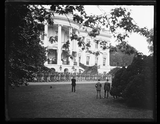Military group parading at White House, Washington, D.C.