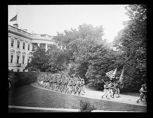 Military group parading at White House, Washington, D.C.