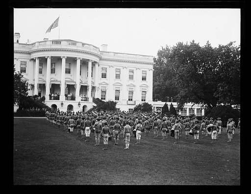 Military group parading at White House, Washington, D.C.