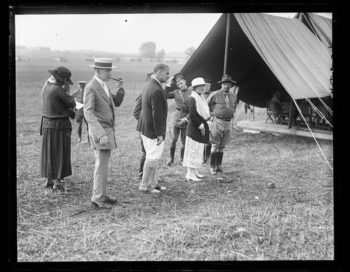 Reenactment of Pickett's Charge at the battle of Gettysburg, Pennsylvania. Charles Dawes and Sen. George Wharton Pepper with group