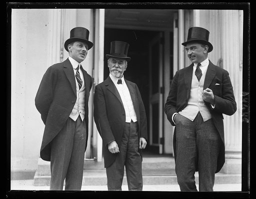 M. Jean Parmentier (left) French financial representative who was presented to Pres. Harding by Amb. Jusserand. July 27, 1922 [White House, Washington, D.C.