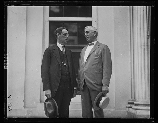 Thos. B. McAdams, pres of American Bankers Assoc., and D.R. Crissinger, Comptroller of the Currency, called on the Pres. to invite him to the convention to be held in Oct. Sept. 6