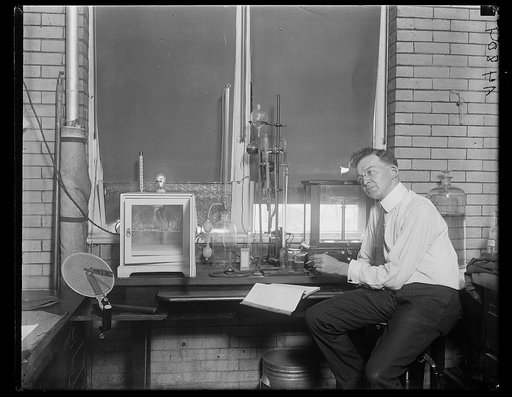 Man with scientific instruments