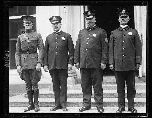 White House police force new officers. Lft to rt.: [...] O. Baldinger, First Sgt. C.L. Da[...], Sgt. W.W. Easley, and Sgt. A.L. Walter