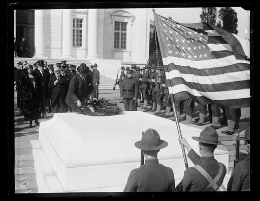 Laying wreath on the Tomb of the Unknown soldier, Arlington National Cemetery, Arlington, Virginia