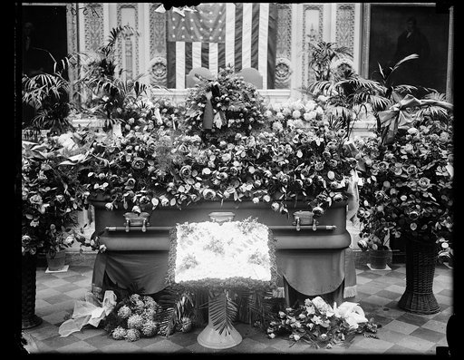 Casket and flowers at U.S. Capitol, Washington, D.C.