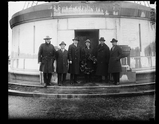 Group at USS Maine memorial, Arlington National Cemetery, Arlington, Virginia