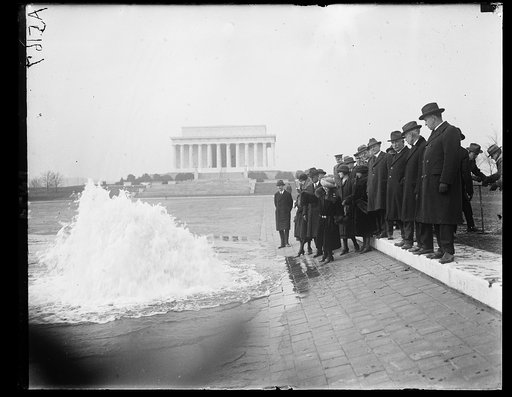 Group at Reflecting Pool, Lincoln Memorial in background, Washington, D.C.