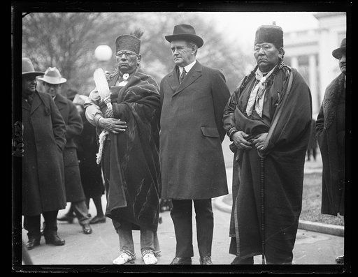 Osage Chief Bacon Rind, Commissioner Burke and Chief Paul Red Eagle at White House