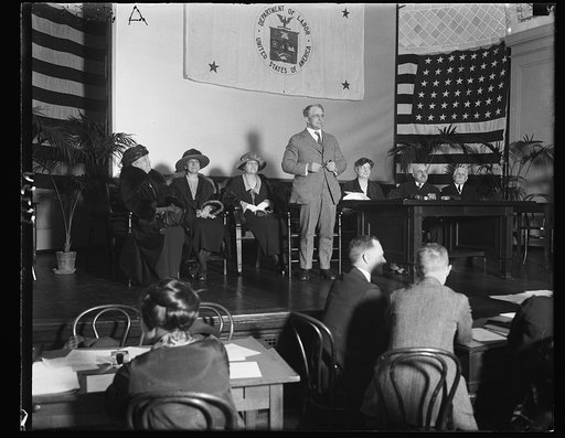 Secy. of Labor Davis delivering the opening address at first meeting of the Nat'l Industrial Women's Conference, Jan. 11, 1923, at the Nat'l Museum