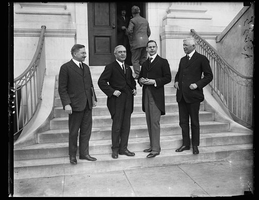 Amer. Red Cross group. Left to right: James L. Fieser, Judge John B. Payne, Edgar Prochwile, and Col. Bickwell