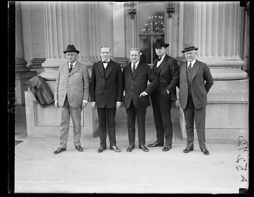Senate Commission on Reforestration. Left to right: Sen. Fletcher of Fla., McNary of Oregon, Moses of N.H., Harrison of Miss. (chmn.) and Couzens of Mich.