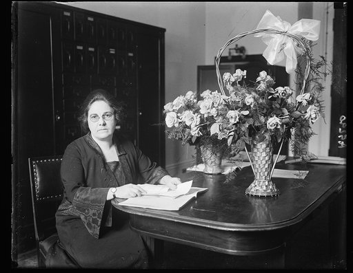 Mrs. M.E. Noland, at desk