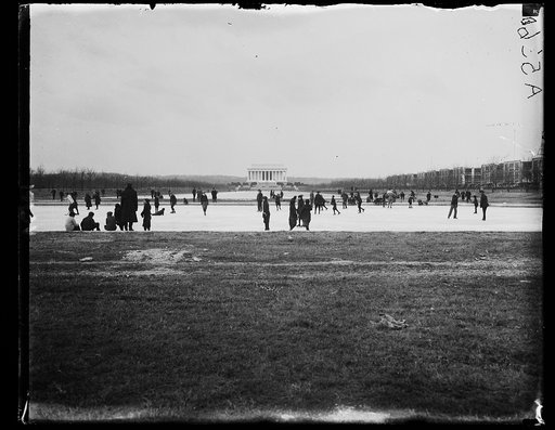 Skating on Lincoln Memorial reflecting pool