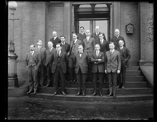 Group on steps; Henry C. Wallace, center front