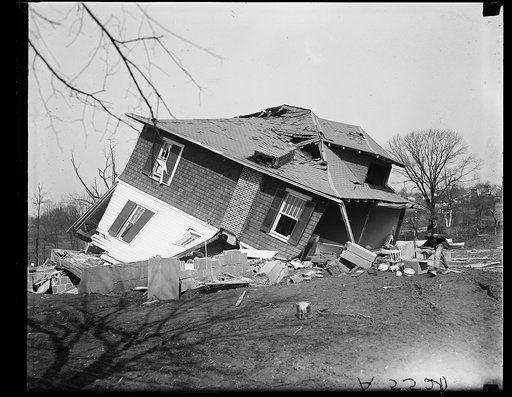 Collapsed house