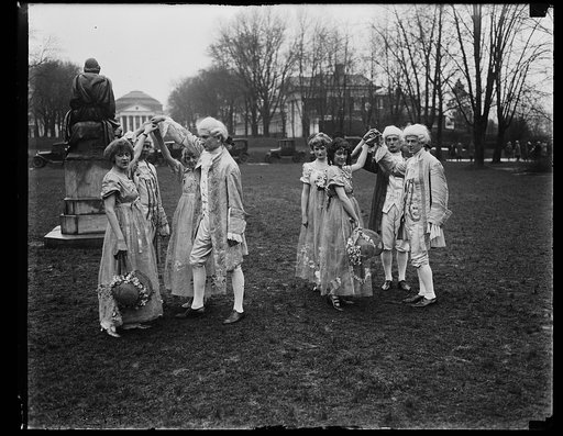 Persons dressed in colonial costumes at University of Virginia, Charlottesville, Virginia