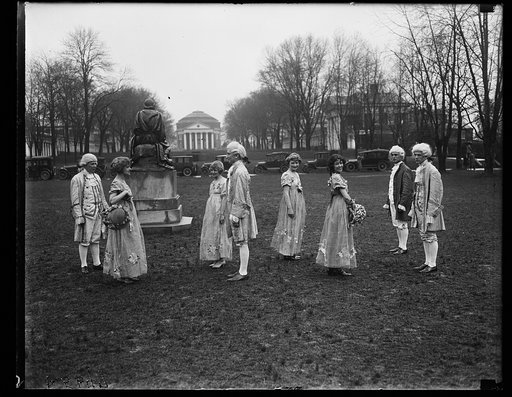 Persons dressed in colonial costumes at University of Virginia, Charlottesville, Virginia