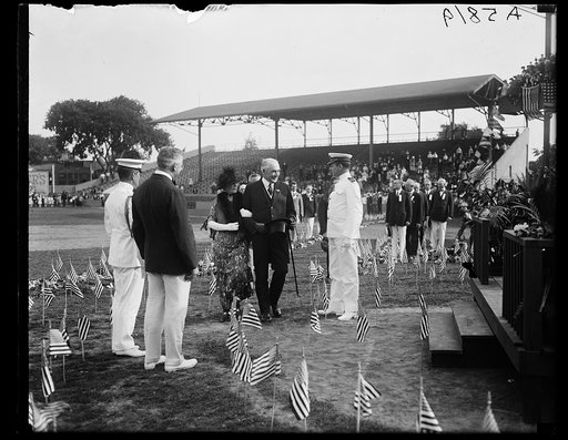 President and Mrs. Harding at stadium event