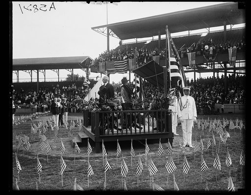 President and Mrs. Harding at stadium event