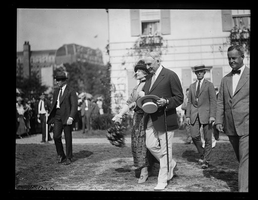President and Mrs. Harding outside Girl Scouts Little House, Washington, D.C.