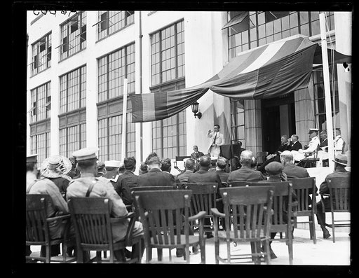 Asst. Secy. of Navy Roosevelt speaking at the opening of the new million dollar laboratory at Bellevue, D.C.
