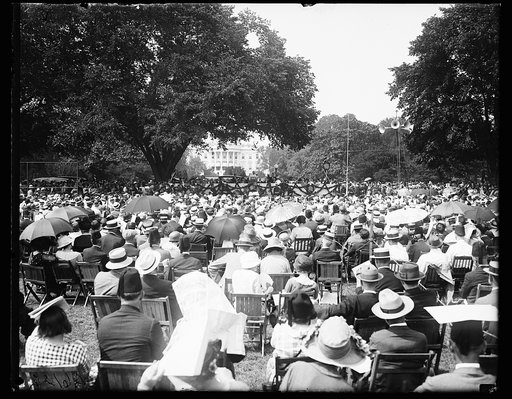 Assembly with White House in background. Washington, D.C.