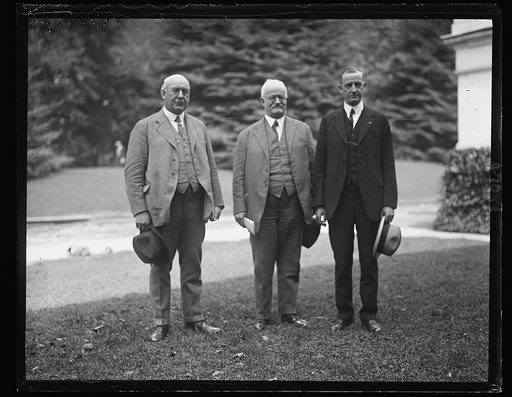 Committee from Nat'l Industrial Traffic League. L to r: Jos. H. Beek, J.M. Belleville, R.C. Fulbright [...