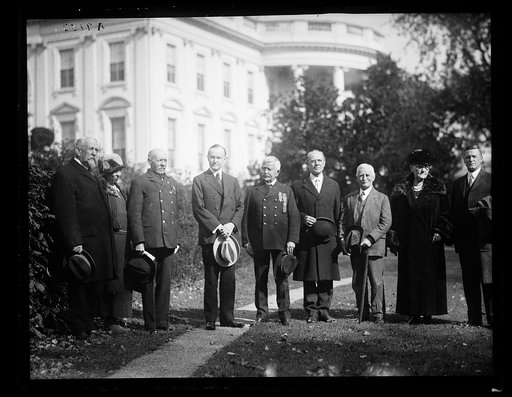 Calvin Coolidge with group outside White House, Washington, D.C.