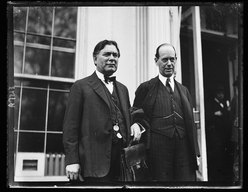 Sen. Wm. Borah, left, and Sen. Medill McCormick, right, called at White House