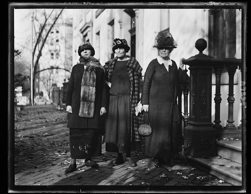 Mrs. Hortense Russell, left, of San Francisco, Miss Lucy Branham, Wash., D.C. and Mrs. John Jay White, of N.Y., who will lead the delegation to interview Pres. Coolidge on Nov. 17