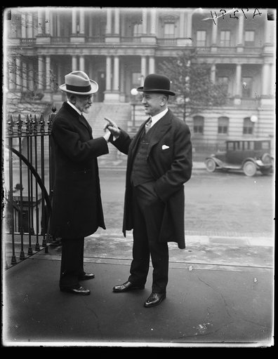 Henry Cabot Lodge, left; State, War and Navy building in background. Washington, D.C.