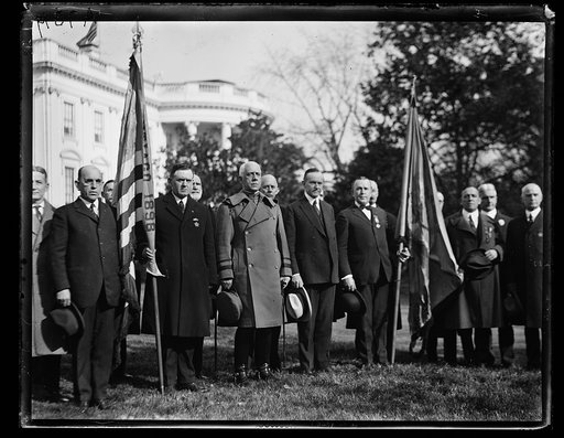 Calvin Coolidge and group outside White House, Washington, D.C.