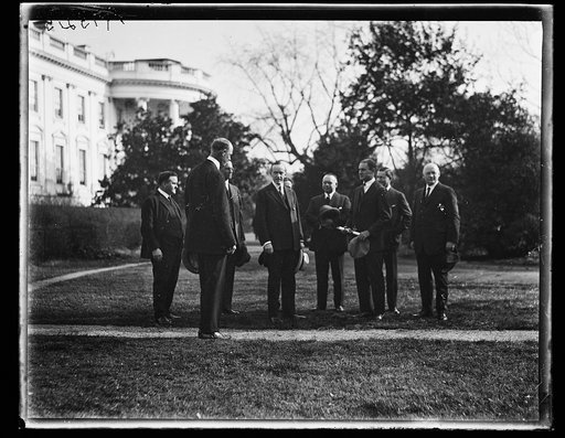 Calvin Coolidge and group outside White House, Washington, D.C.