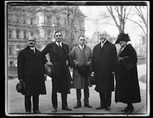 Group; State, War and Navy building in background. Washington, D.C.