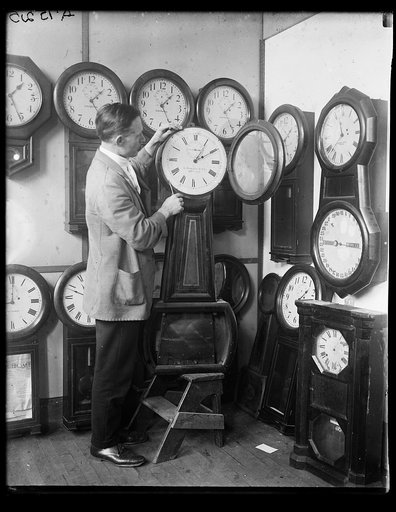 Man with clocks