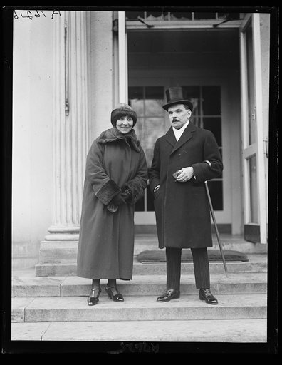 Dr. L. Wroblewski, right, Polish minister to the U.S., with Madame Wanda Landowski, Polish singer, at White House