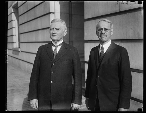 Ranking members of House Ways and Means Comm. Left, John N. Garner of Texas, Democrat, and Wm. R. Green of Iowa, Republican, both have difference ideas as to the solution of the tax problem