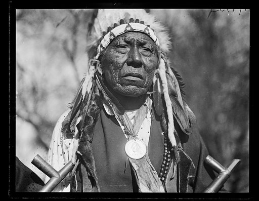 Interesting Indian characters visit "Great White Chief." Chief Mad Bull, member of Cheyenne tribe